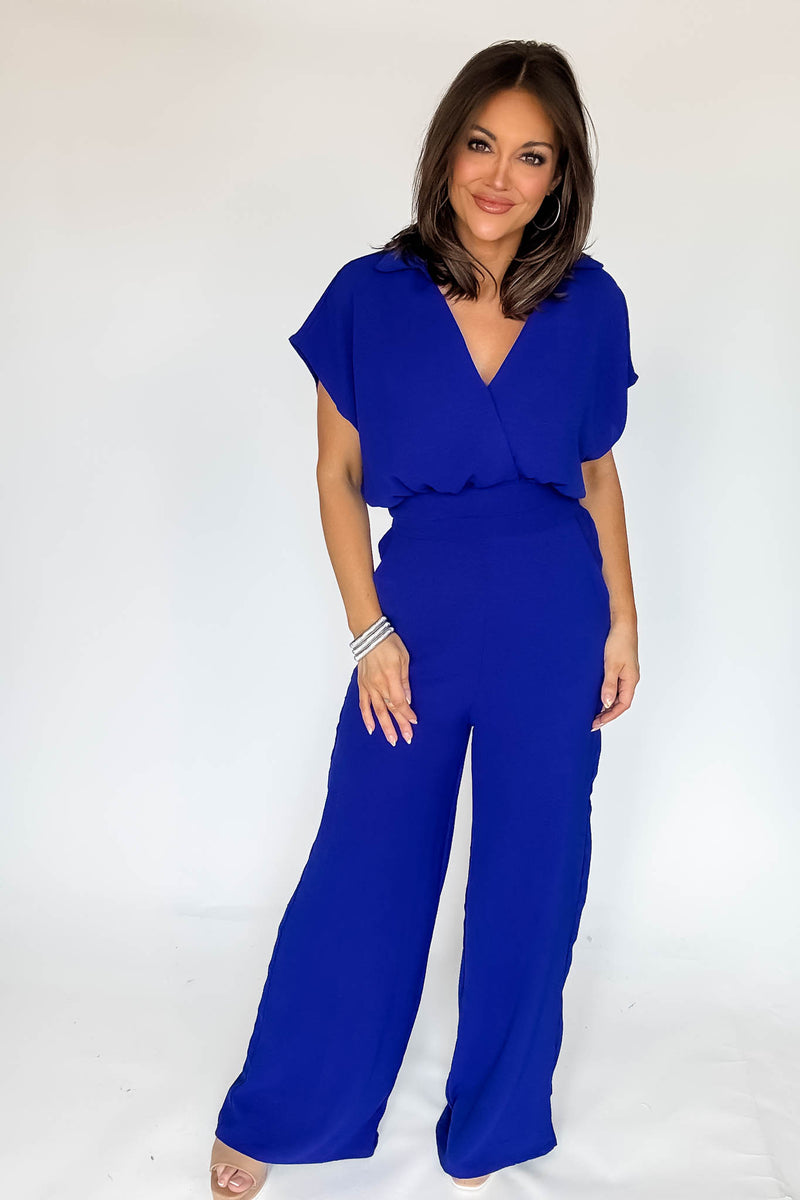 Royal Blue Woven Wide Leg Flowy Pants