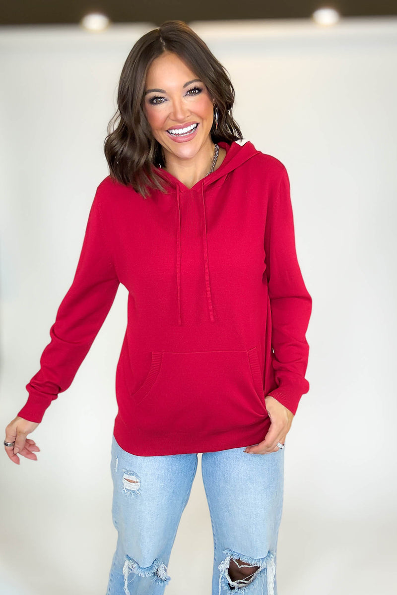 PINK FRIDAY Red Women's Sweater Hoodie With Front Pocket