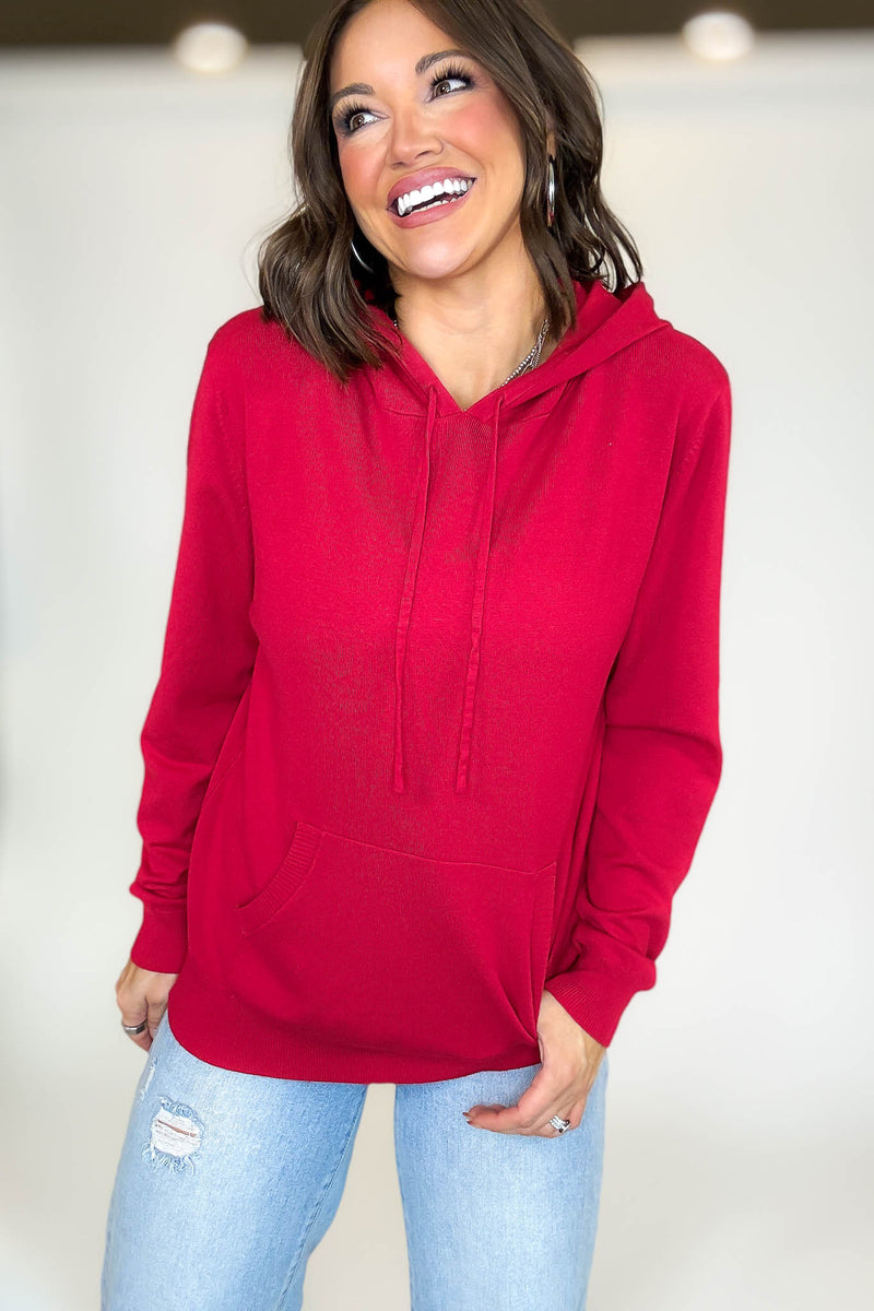 PINK FRIDAY Red Women's Sweater Hoodie With Front Pocket