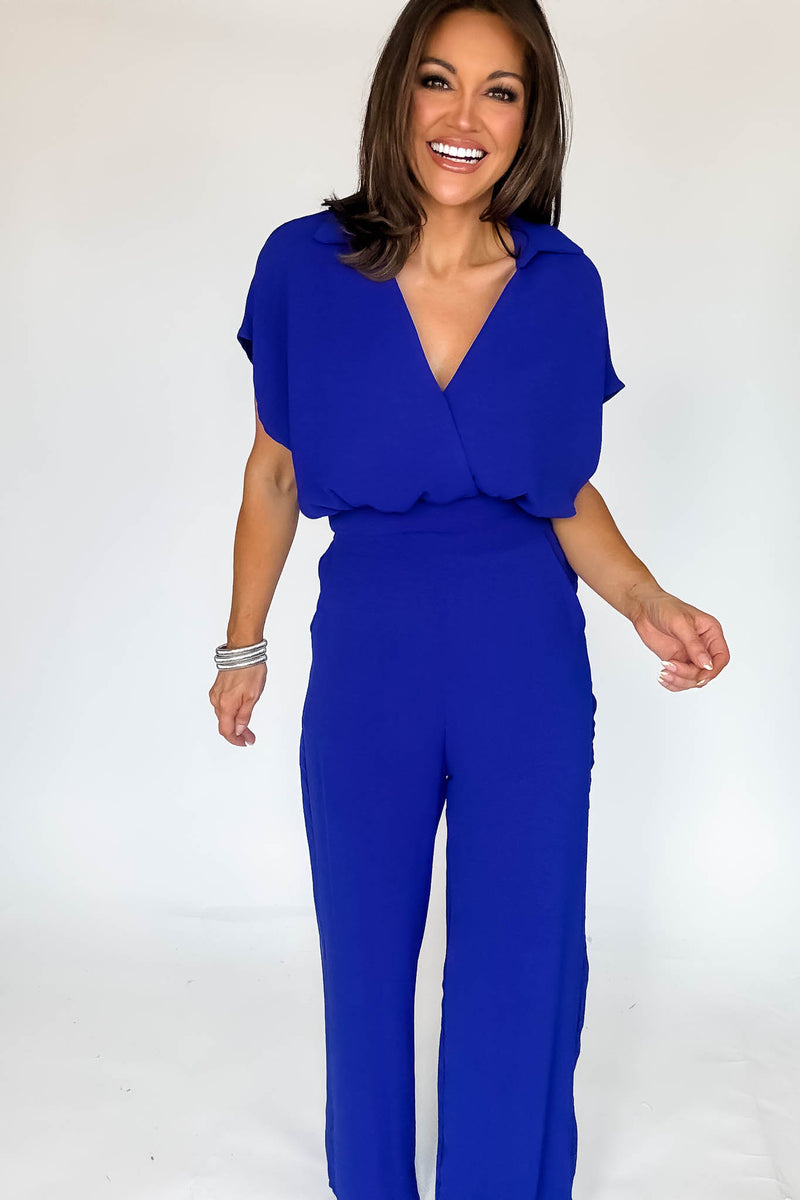 Royal Blue Woven Wide Leg Flowy Pants