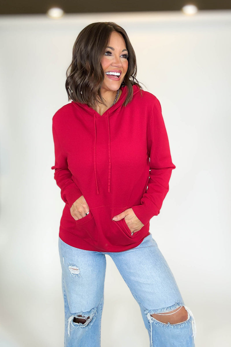 PINK FRIDAY Red Women's Sweater Hoodie With Front Pocket