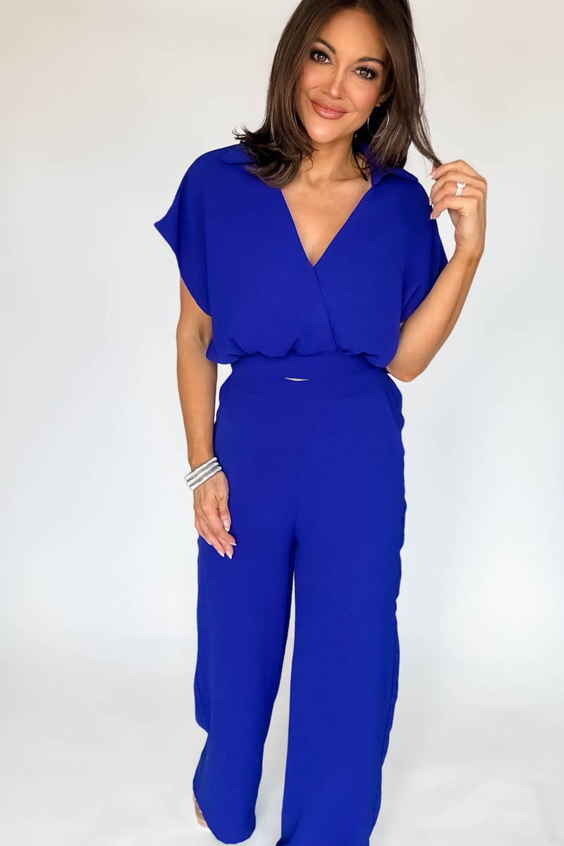 Royal Blue Woven Wide Leg Flowy Pants