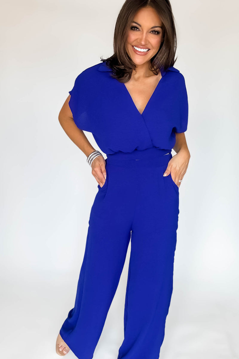 Royal Blue Woven Wide Leg Flowy Pants