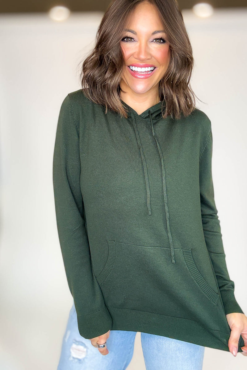 PINK FRIDAY Olive Women's Sweater Hoodie With Front Pocket