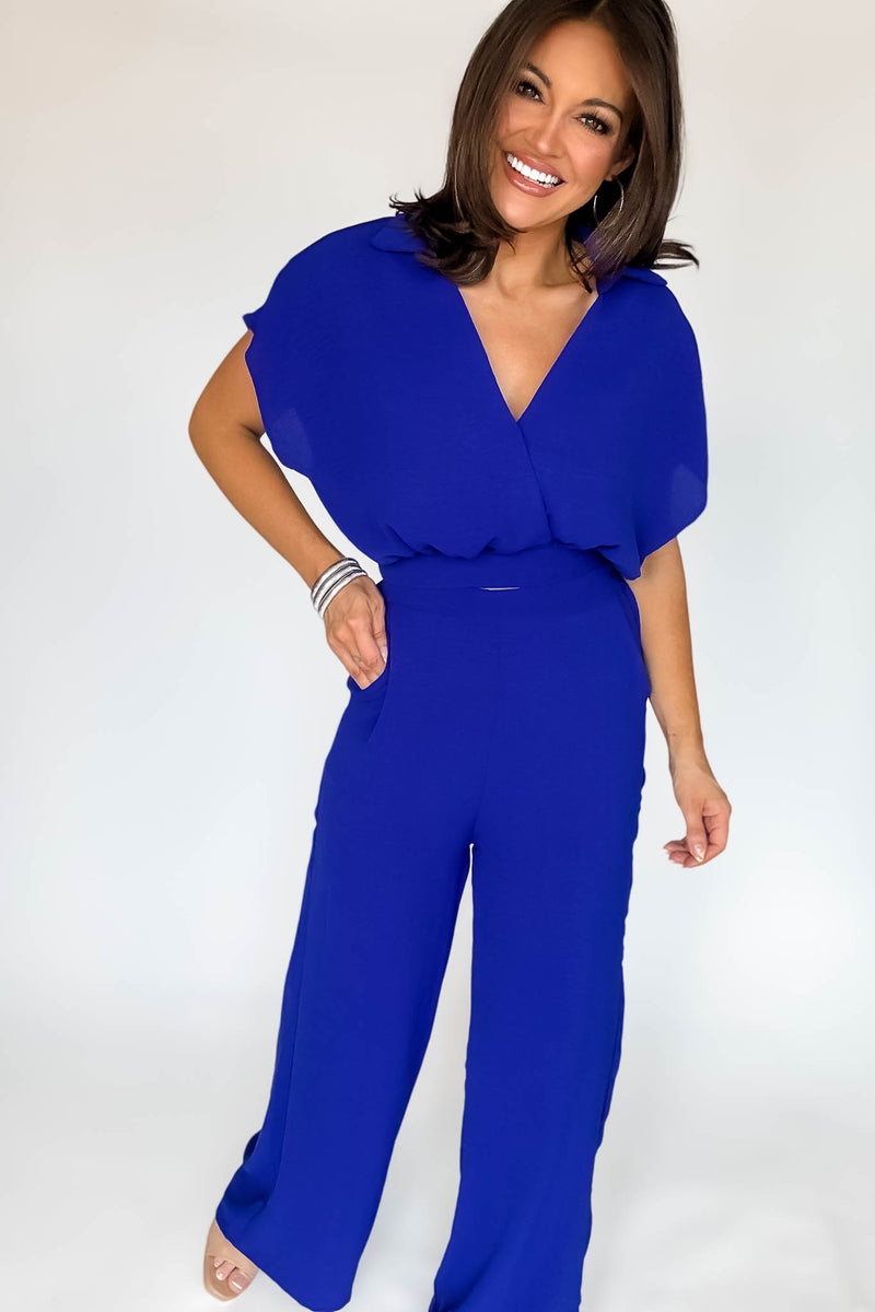 Royal Blue Effortless Surplice Wrap Top