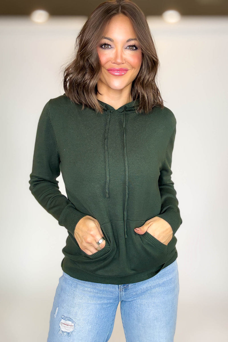 PINK FRIDAY Olive Women's Sweater Hoodie With Front Pocket