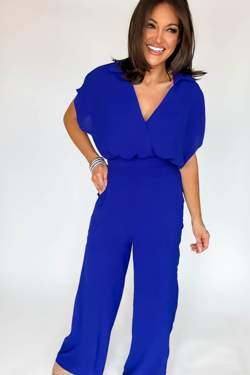 Royal Blue Woven Wide Leg Flowy Pants