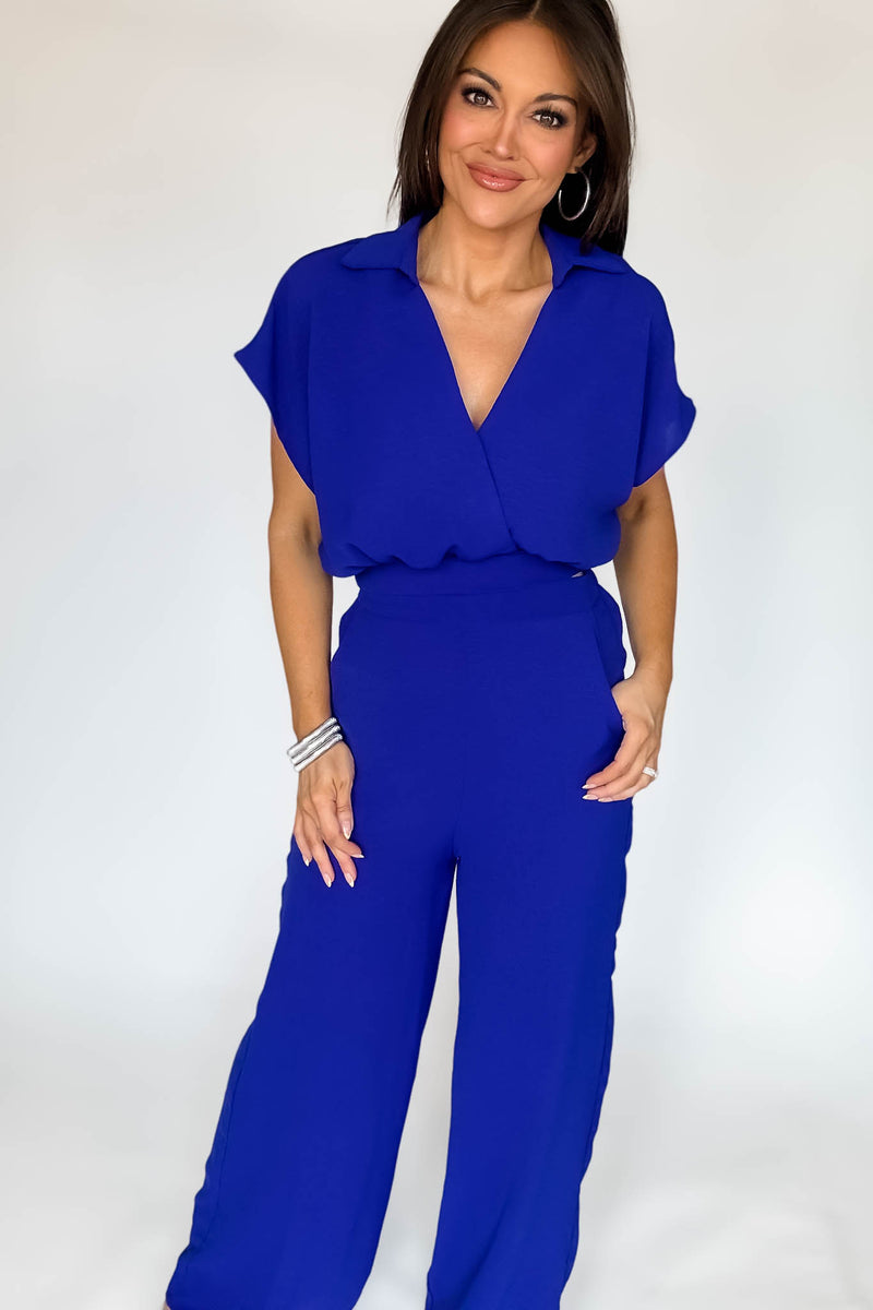 Royal Blue Effortless Surplice Wrap Top