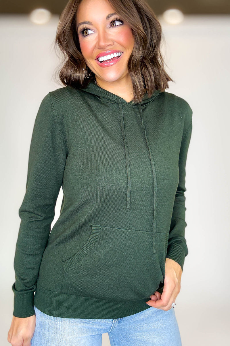 PINK FRIDAY Olive Women's Sweater Hoodie With Front Pocket