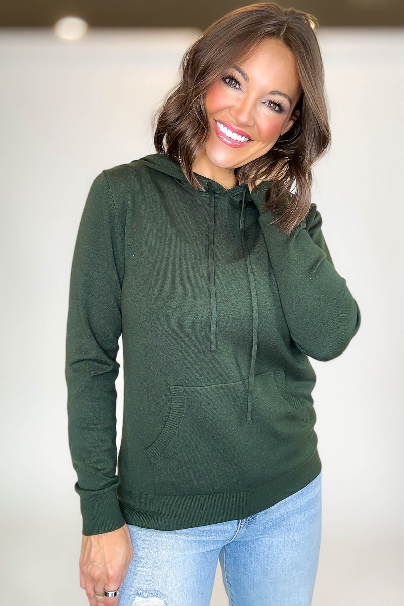 PINK FRIDAY Olive Women's Sweater Hoodie With Front Pocket