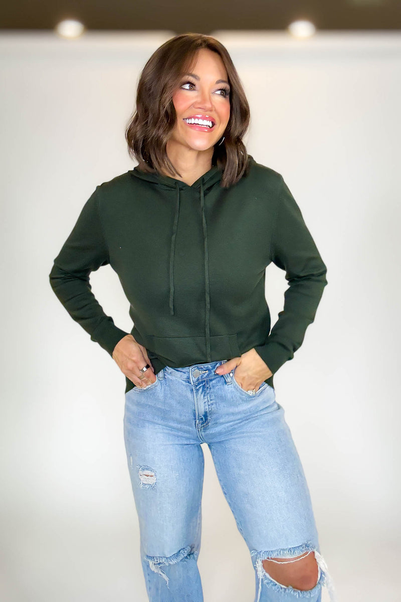 PINK FRIDAY Olive Women's Sweater Hoodie With Front Pocket