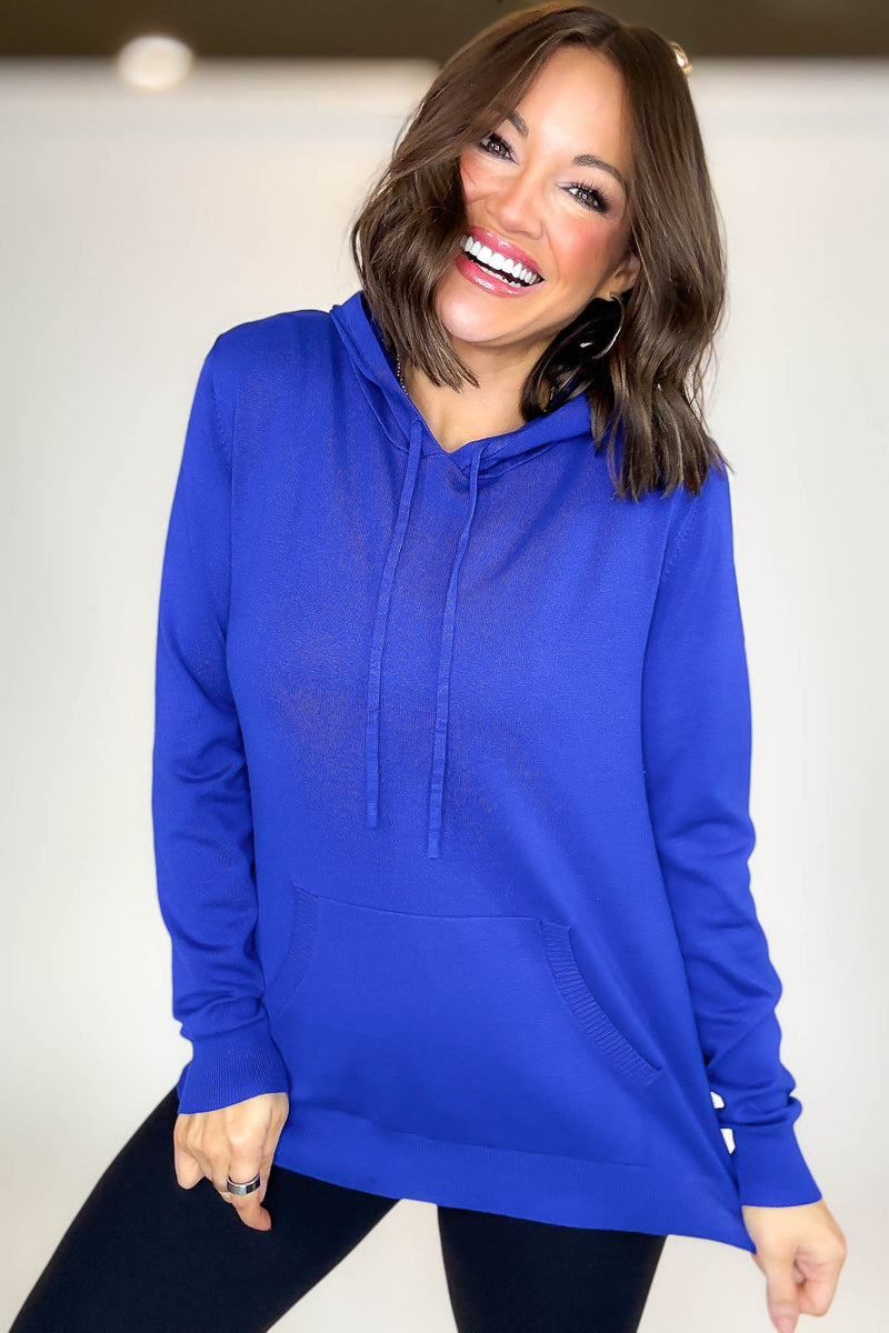PINK FRIDAY Royal Blue Women's Sweater Hoodie With Front Pocket