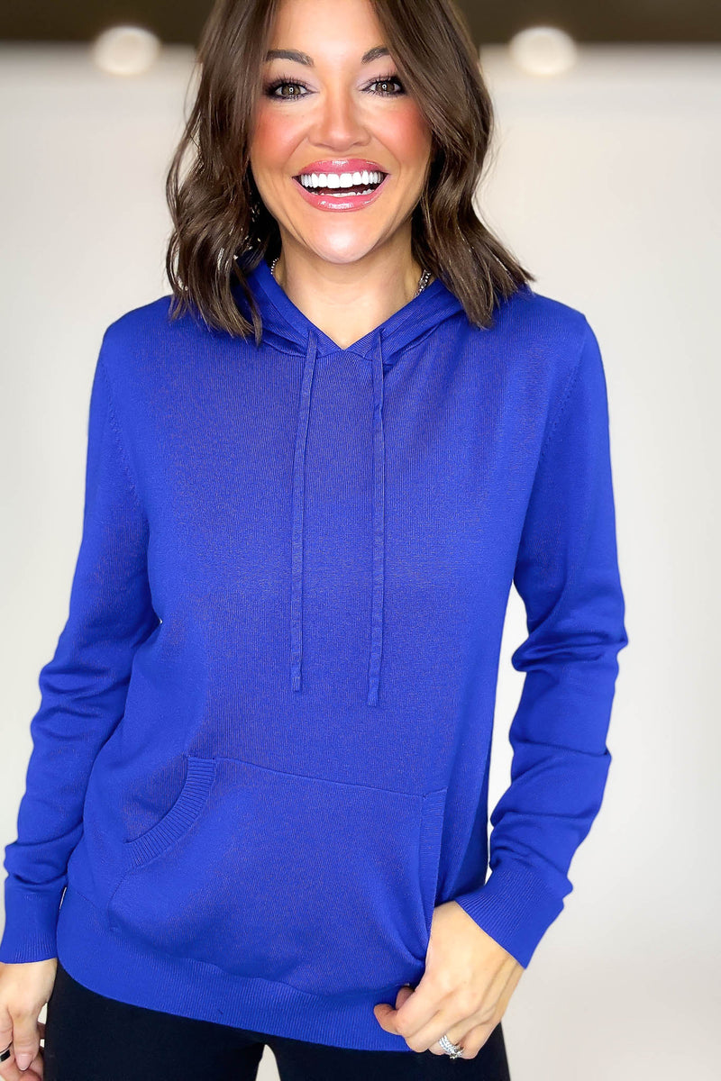 PINK FRIDAY Royal Blue Women's Sweater Hoodie With Front Pocket