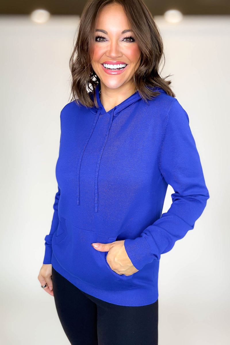 PINK FRIDAY Royal Blue Women's Sweater Hoodie With Front Pocket