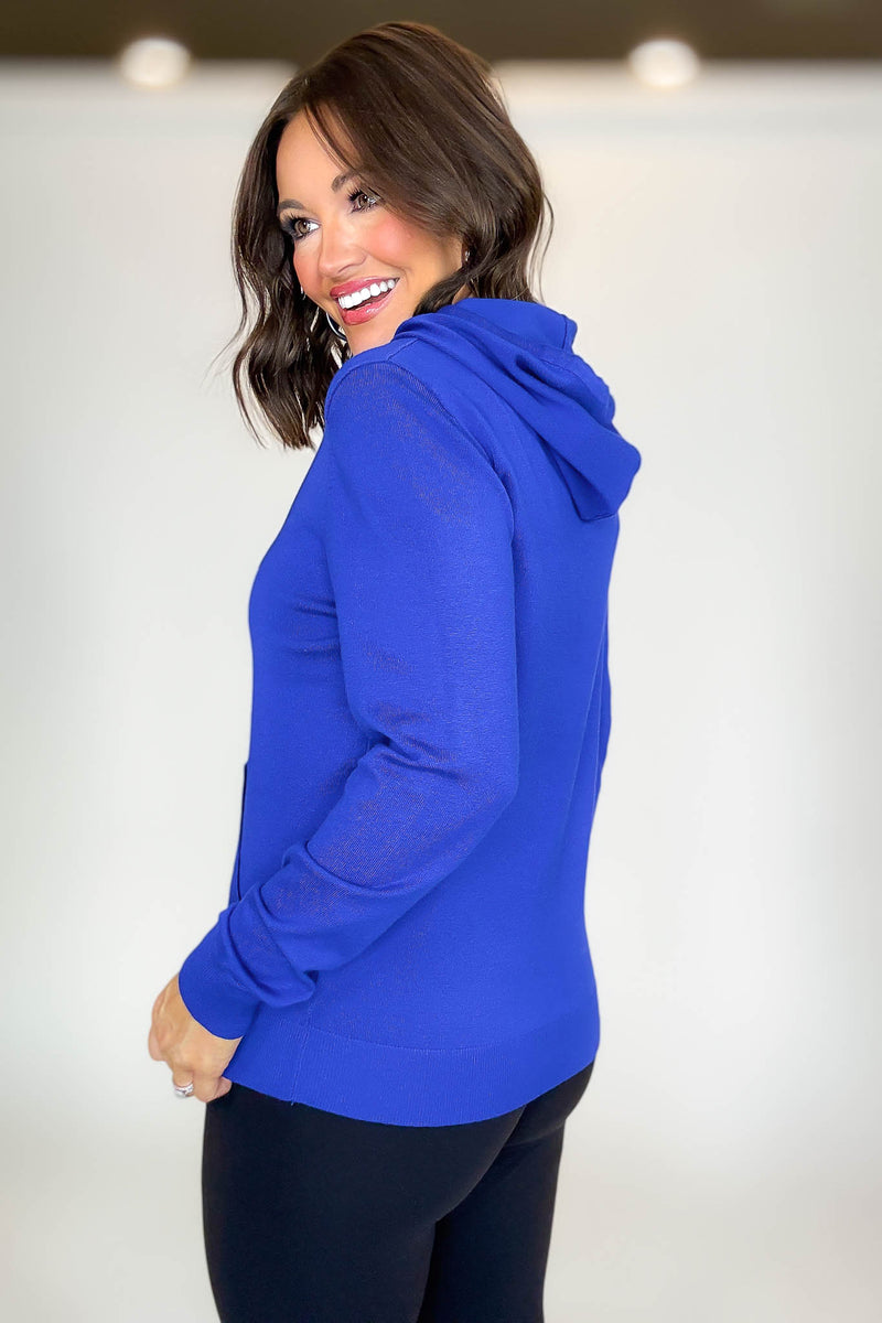 PINK FRIDAY Royal Blue Women's Sweater Hoodie With Front Pocket