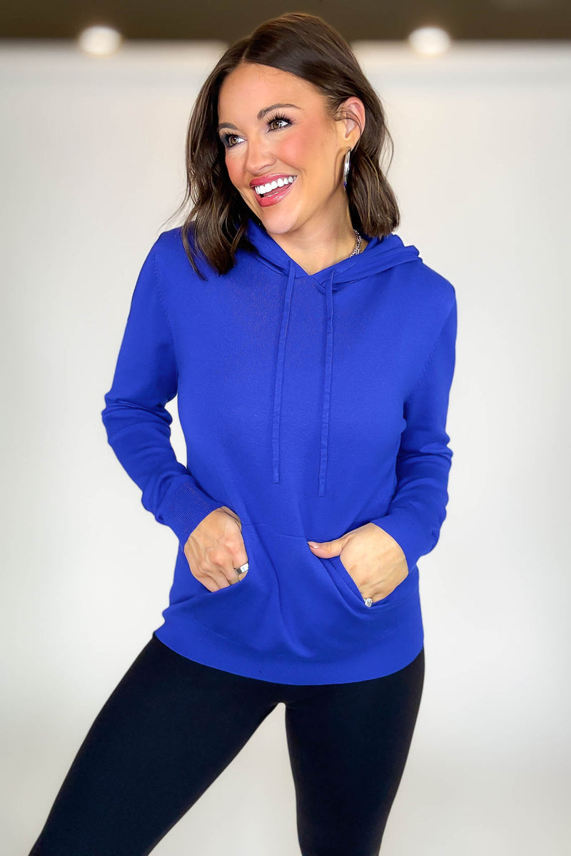 PINK FRIDAY Royal Blue Women's Sweater Hoodie With Front Pocket