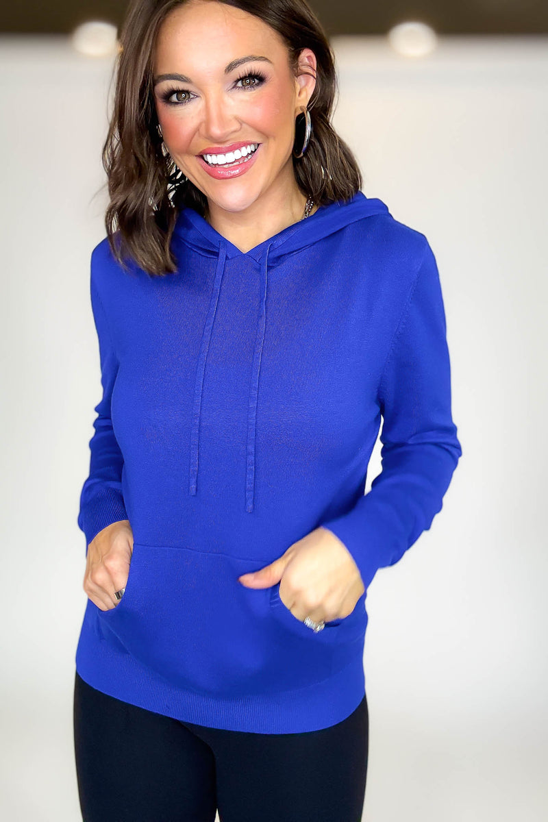 PINK FRIDAY Royal Blue Women's Sweater Hoodie With Front Pocket