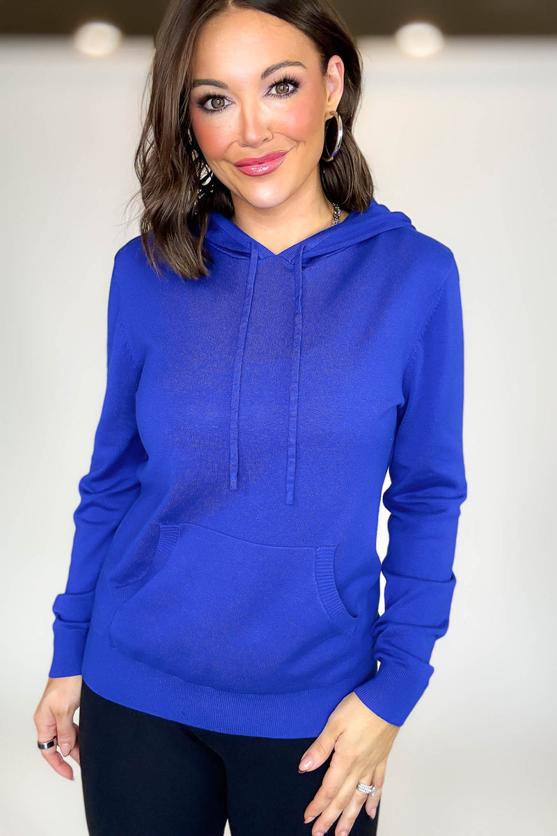 PINK FRIDAY Royal Blue Women's Sweater Hoodie With Front Pocket