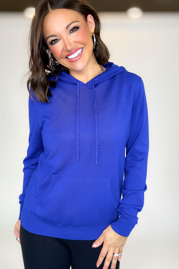 PINK FRIDAY Royal Blue Women's Sweater Hoodie With Front Pocket