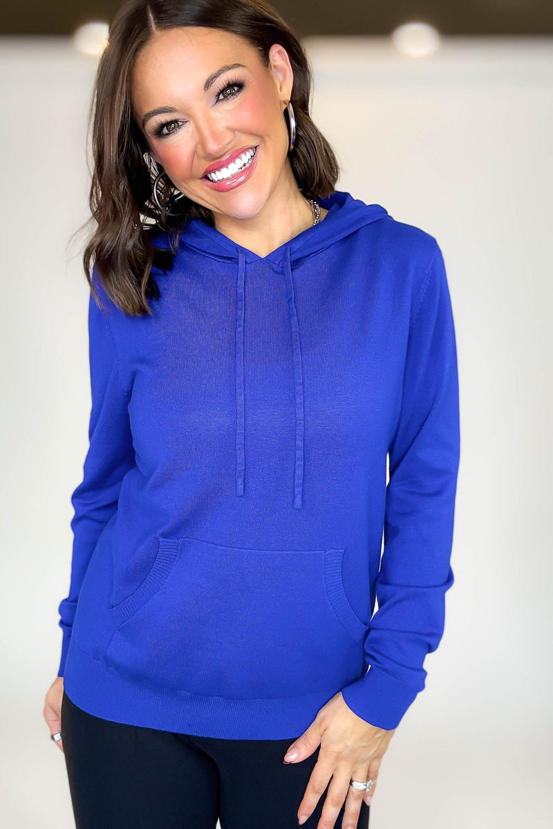 PINK FRIDAY Royal Blue Women's Sweater Hoodie With Front Pocket