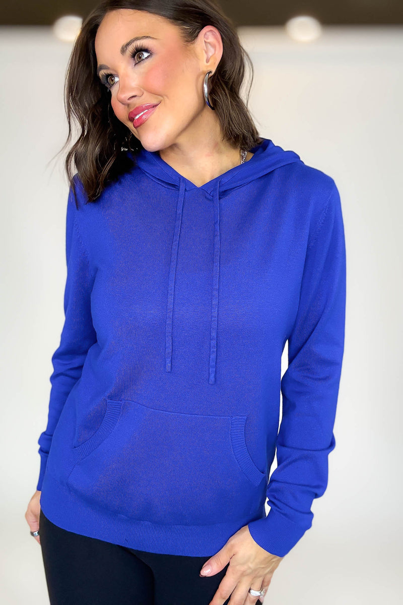 PINK FRIDAY Royal Blue Women's Sweater Hoodie With Front Pocket