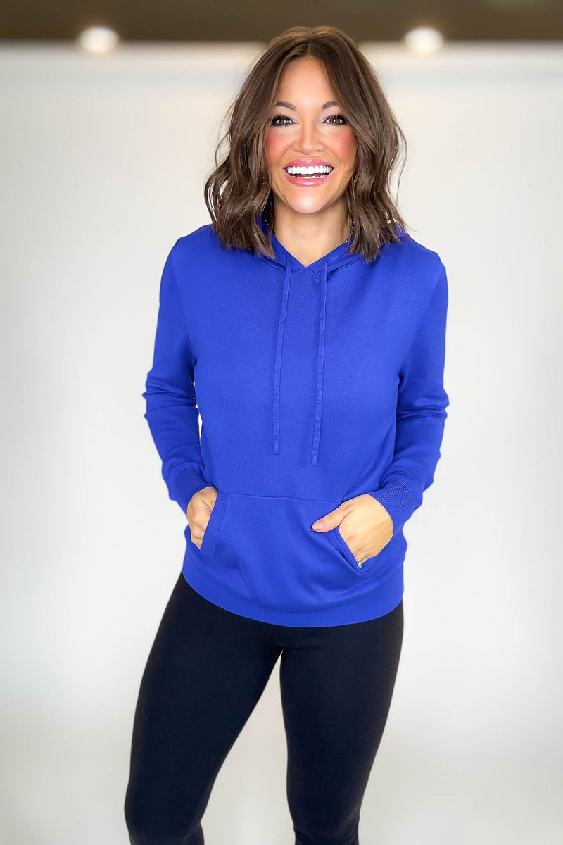 PINK FRIDAY Royal Blue Women's Sweater Hoodie With Front Pocket