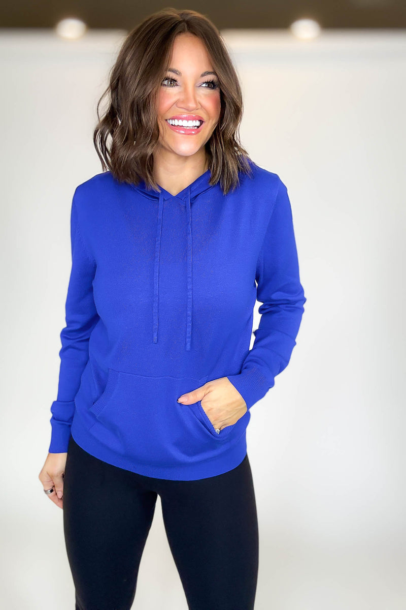 PINK FRIDAY Royal Blue Women's Sweater Hoodie With Front Pocket