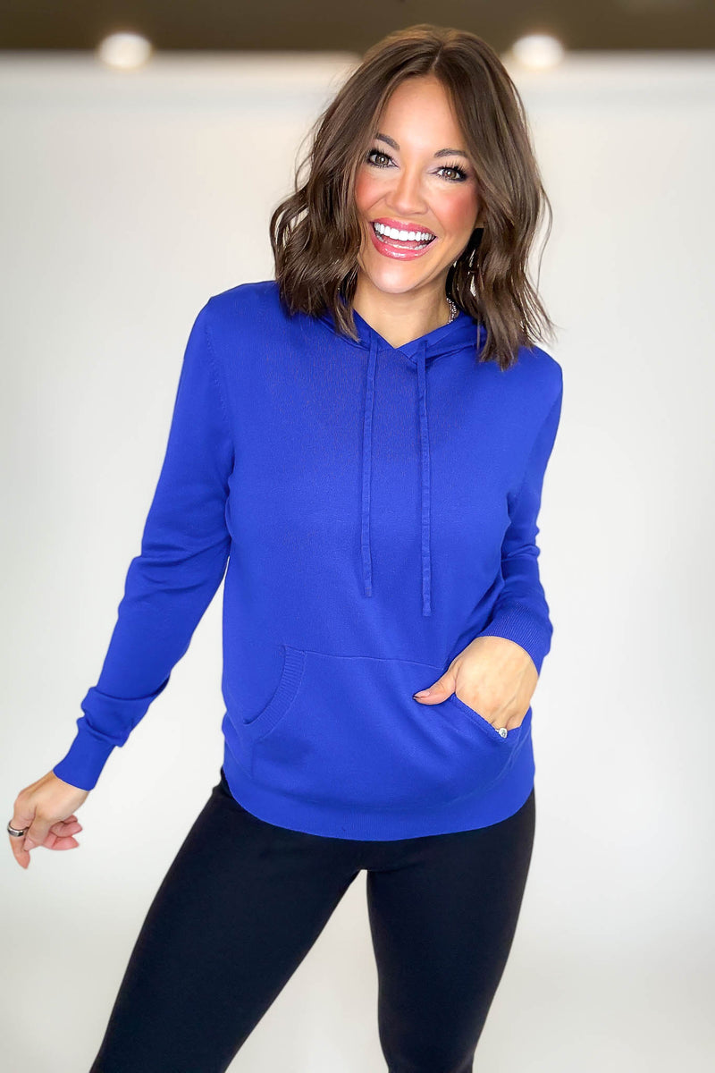 PINK FRIDAY Royal Blue Women's Sweater Hoodie With Front Pocket