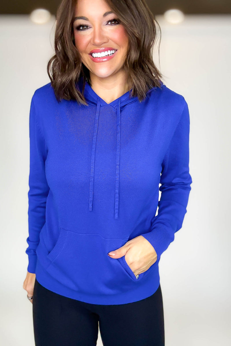 PINK FRIDAY Royal Blue Women's Sweater Hoodie With Front Pocket