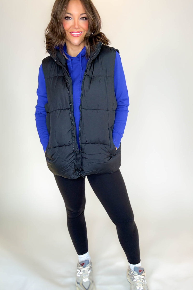 PINK FRIDAY DEAL Black Over Size Padding Winter Vest