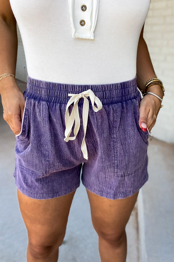 Let's Run Away Plum Shorts