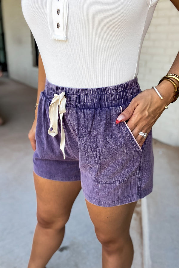 Let's Run Away Plum Shorts