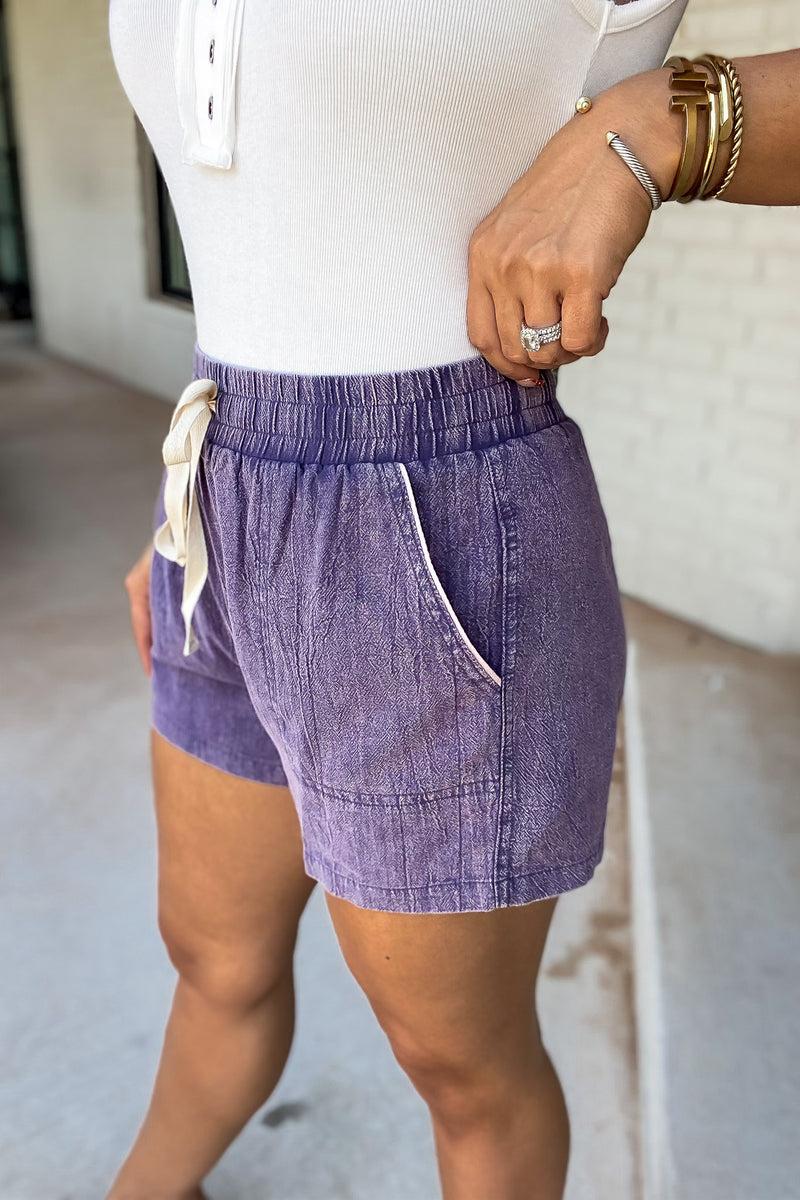 Let's Run Away Plum Shorts