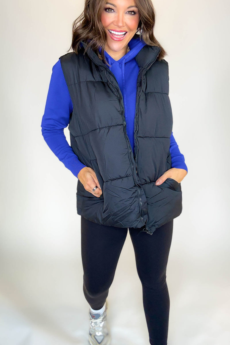 PINK FRIDAY DEAL Black Over Size Padding Winter Vest