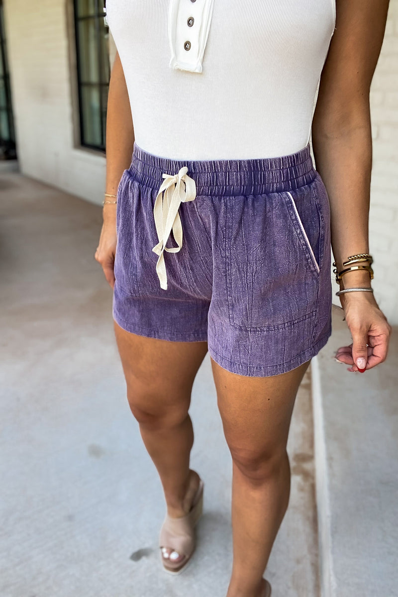 Let's Run Away Plum Shorts