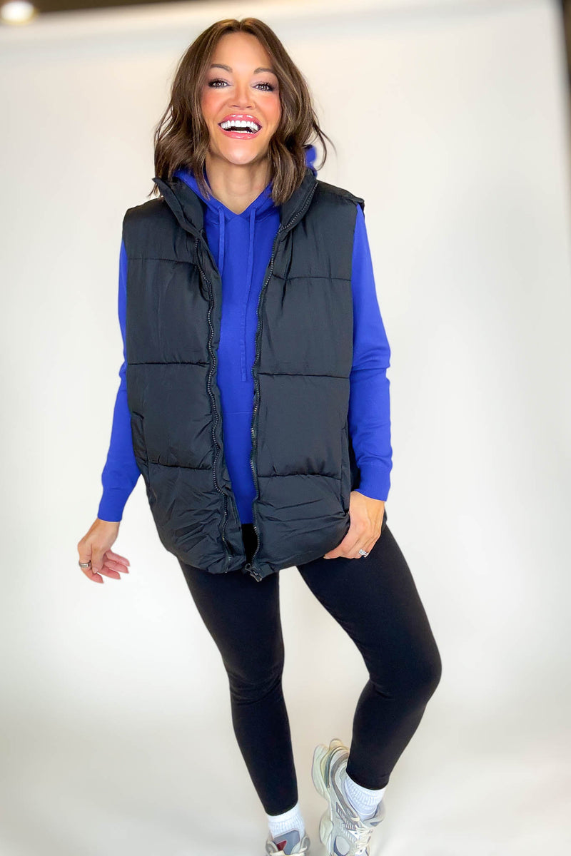 PINK FRIDAY DEAL Black Over Size Padding Winter Vest