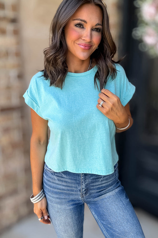 Attractive Beginnings Heather Turquoise Top