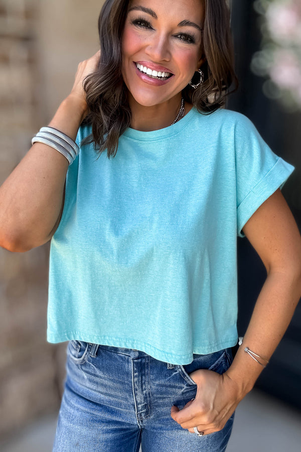 Attractive Beginnings Heather Turquoise Top