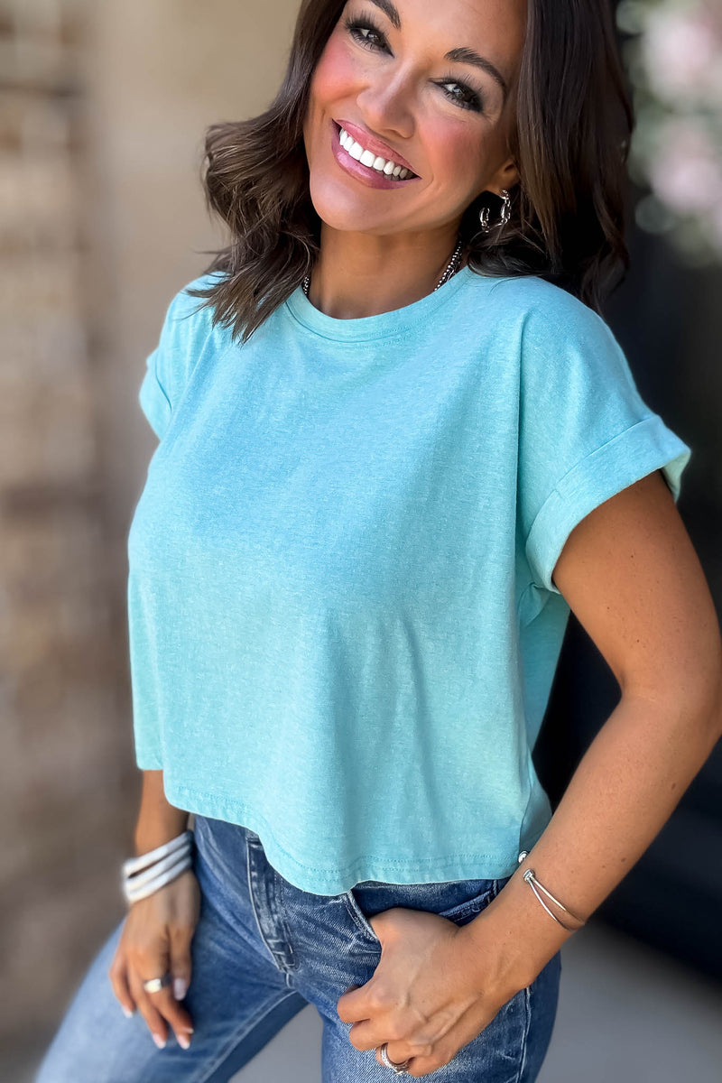 Attractive Beginnings Heather Turquoise Top