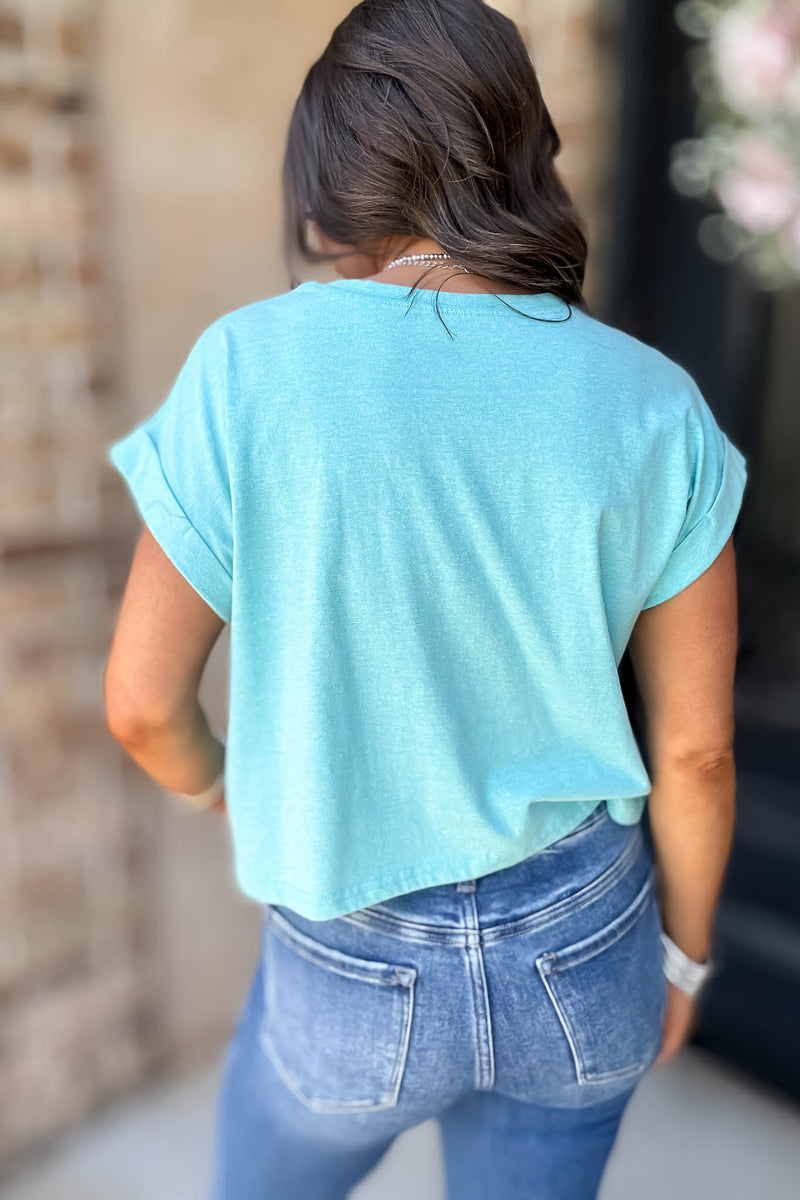 Attractive Beginnings Heather Turquoise Top
