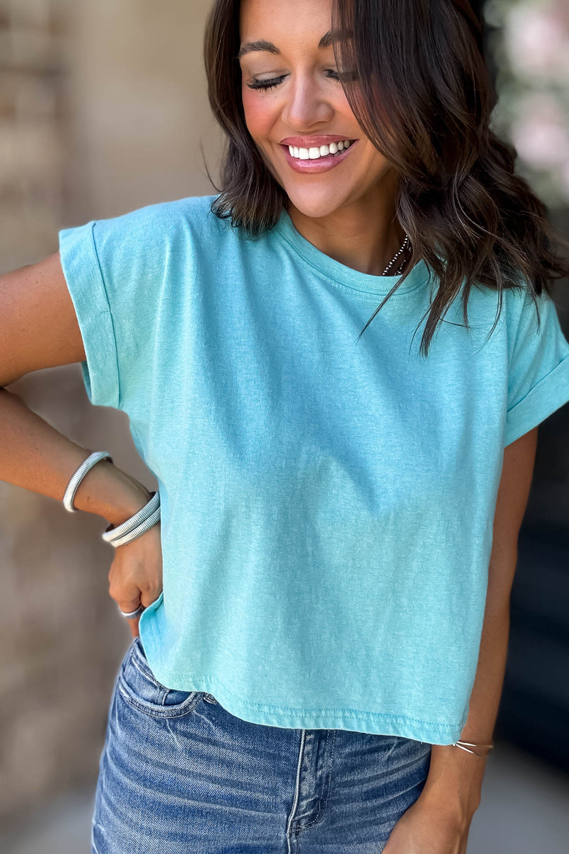 Attractive Beginnings Heather Turquoise Top