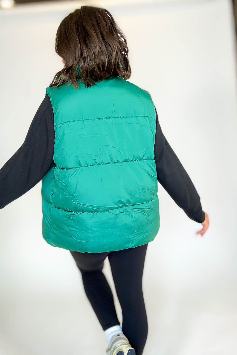 PINK FRIDAY DEAL Green Over Size Padding Winter Vest