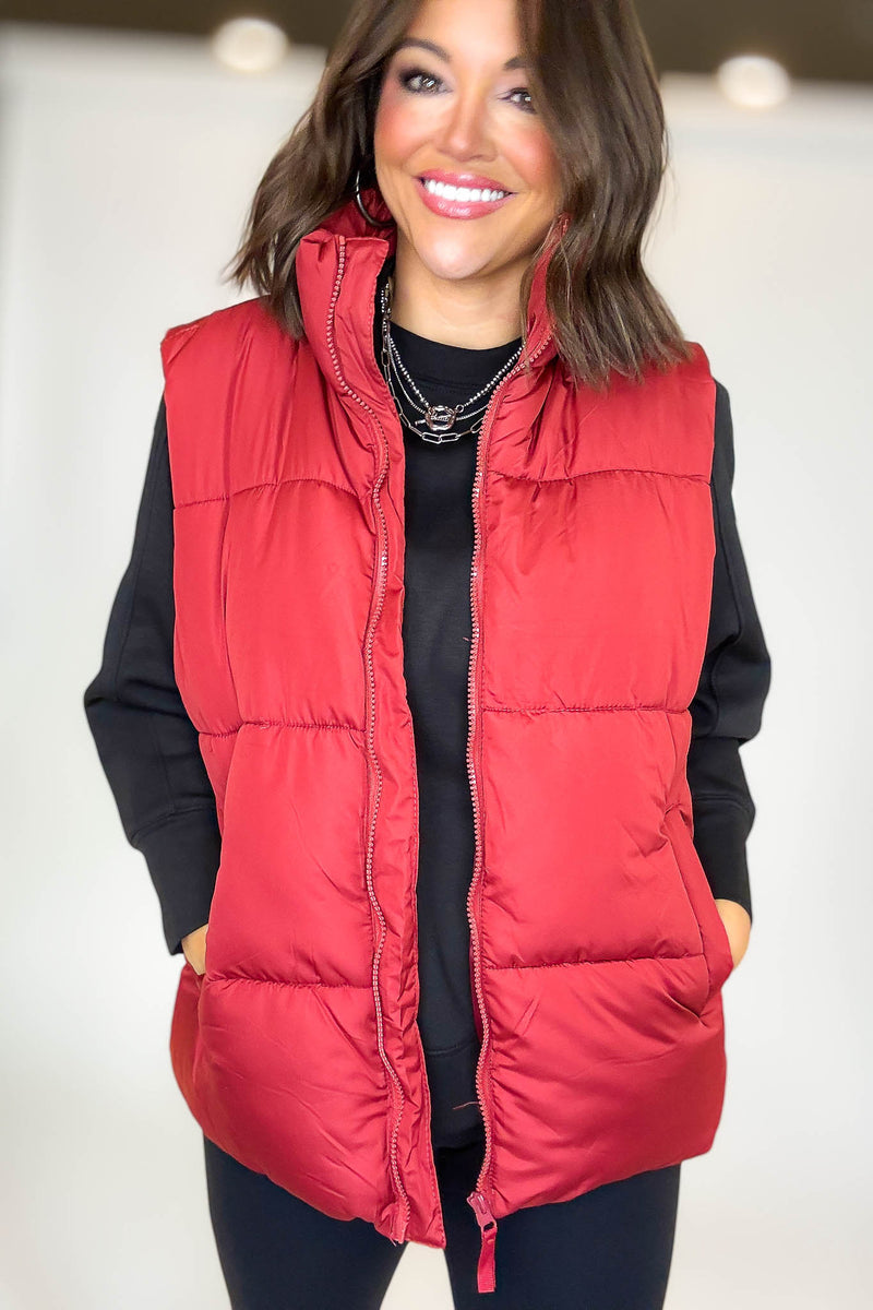PINK FRIDAY DEAL Red Over Size Padding Winter Vest