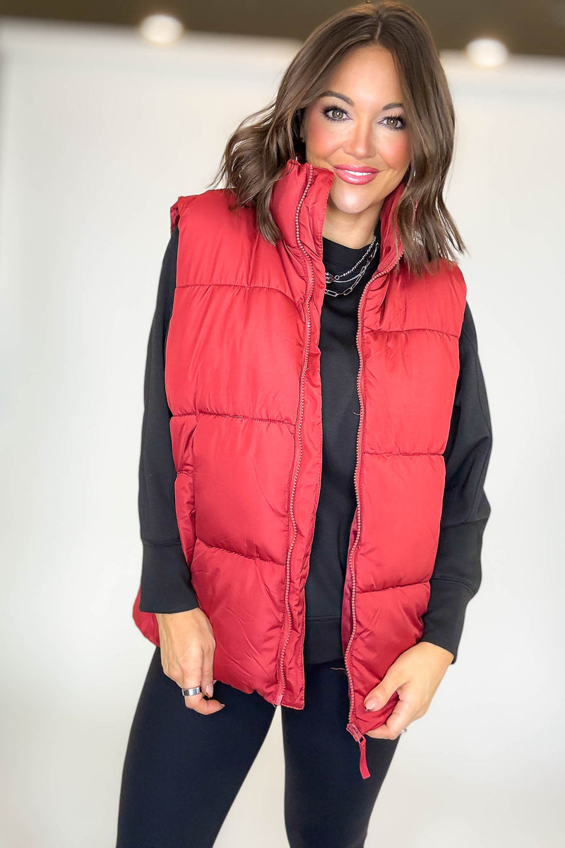 PINK FRIDAY DEAL Red Over Size Padding Winter Vest