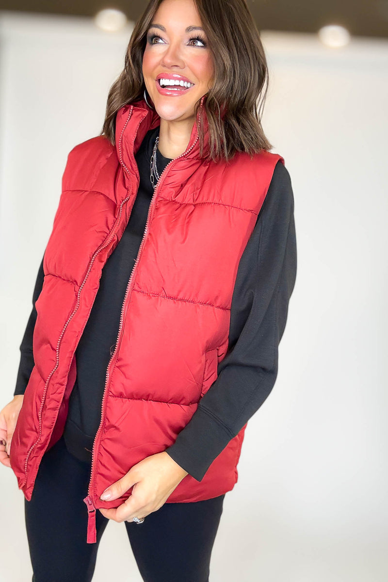 PINK FRIDAY DEAL Red Over Size Padding Winter Vest