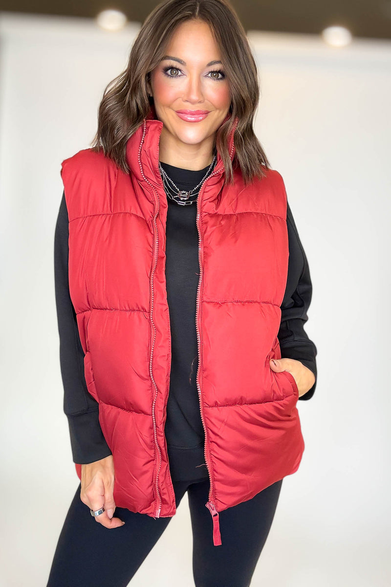 PINK FRIDAY DEAL Red Over Size Padding Winter Vest