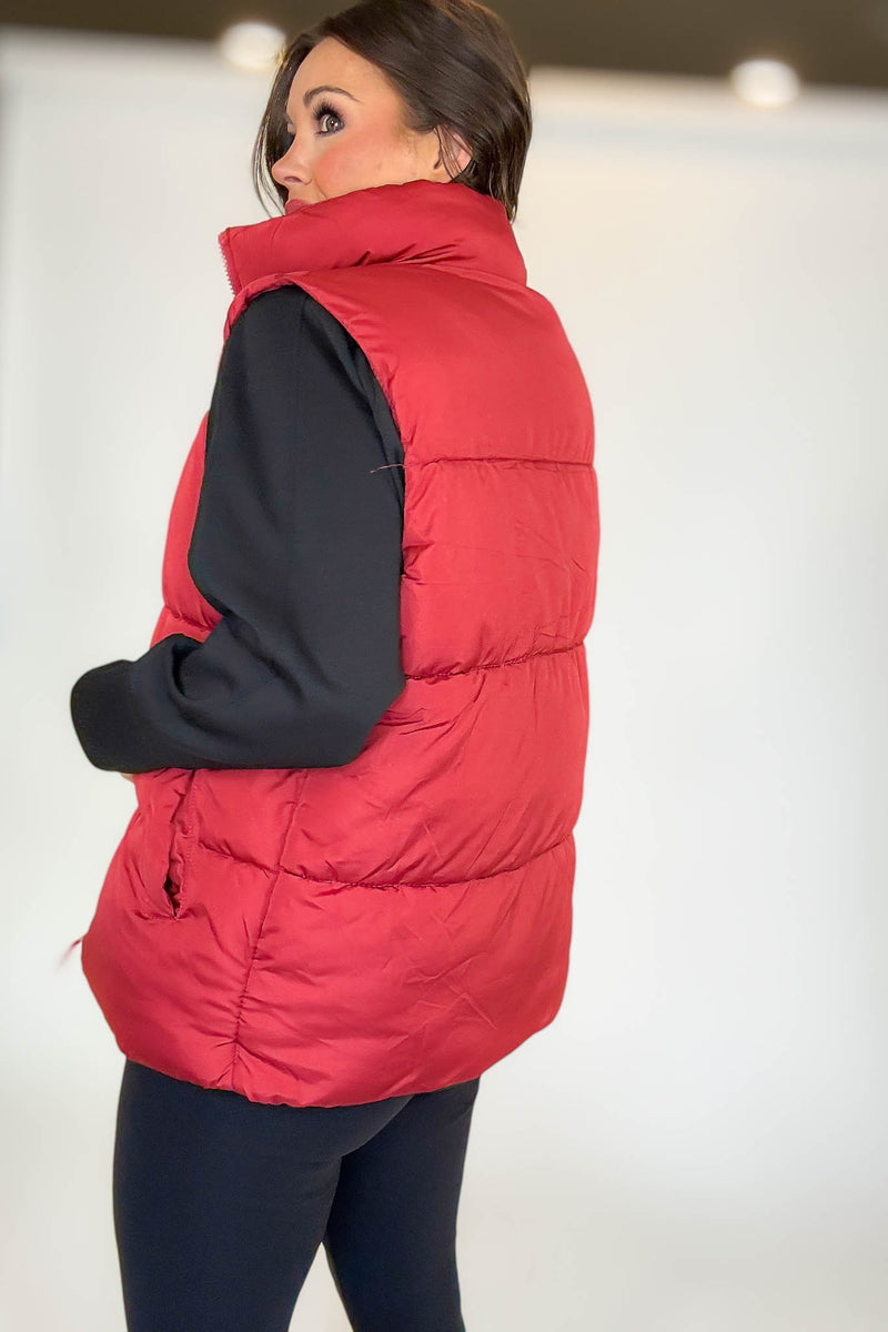 PINK FRIDAY DEAL Red Over Size Padding Winter Vest