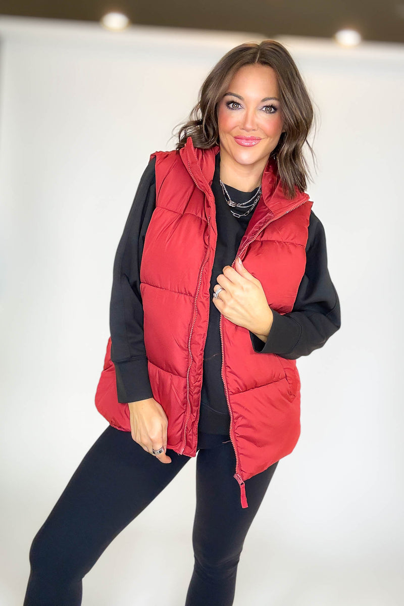 PINK FRIDAY DEAL Red Over Size Padding Winter Vest