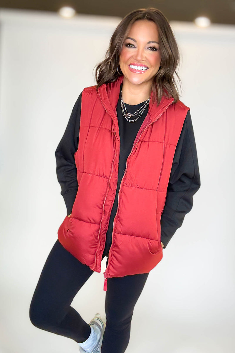 PINK FRIDAY DEAL Red Over Size Padding Winter Vest