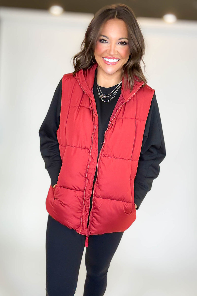 PINK FRIDAY DEAL Red Over Size Padding Winter Vest